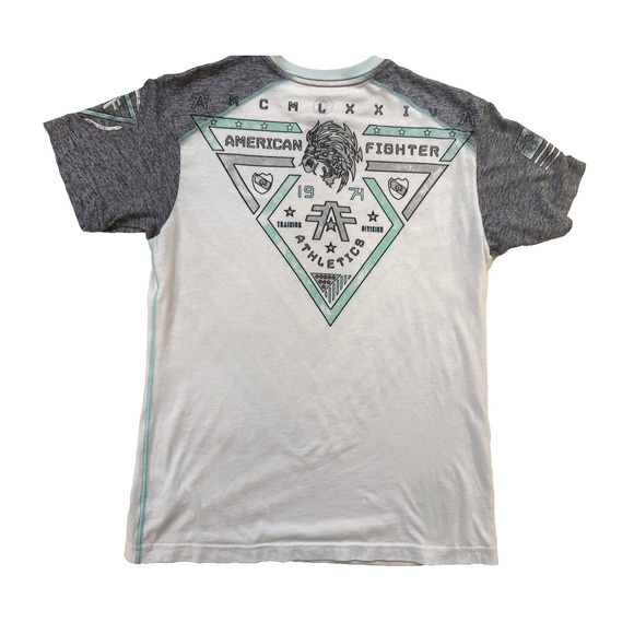 American Fighter Shirt Mens Medium White Raglan Athletic Y2K Streetwear Fader - Picture 7 of 9